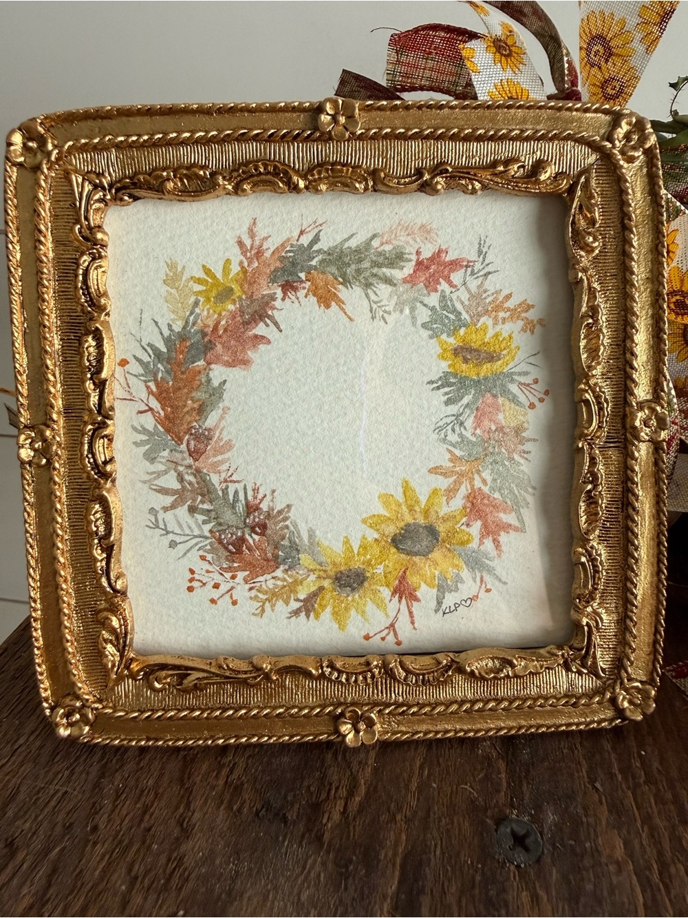 Hand crafted watercolor original in 4x4 frame - Picture 3 of 5